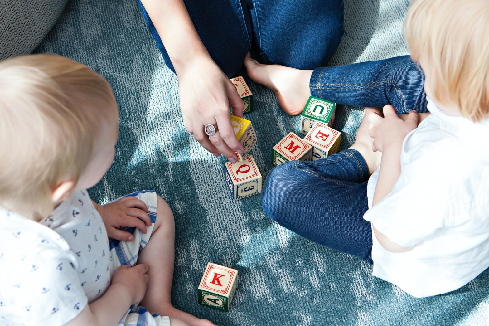 Kids and alphabet blocks