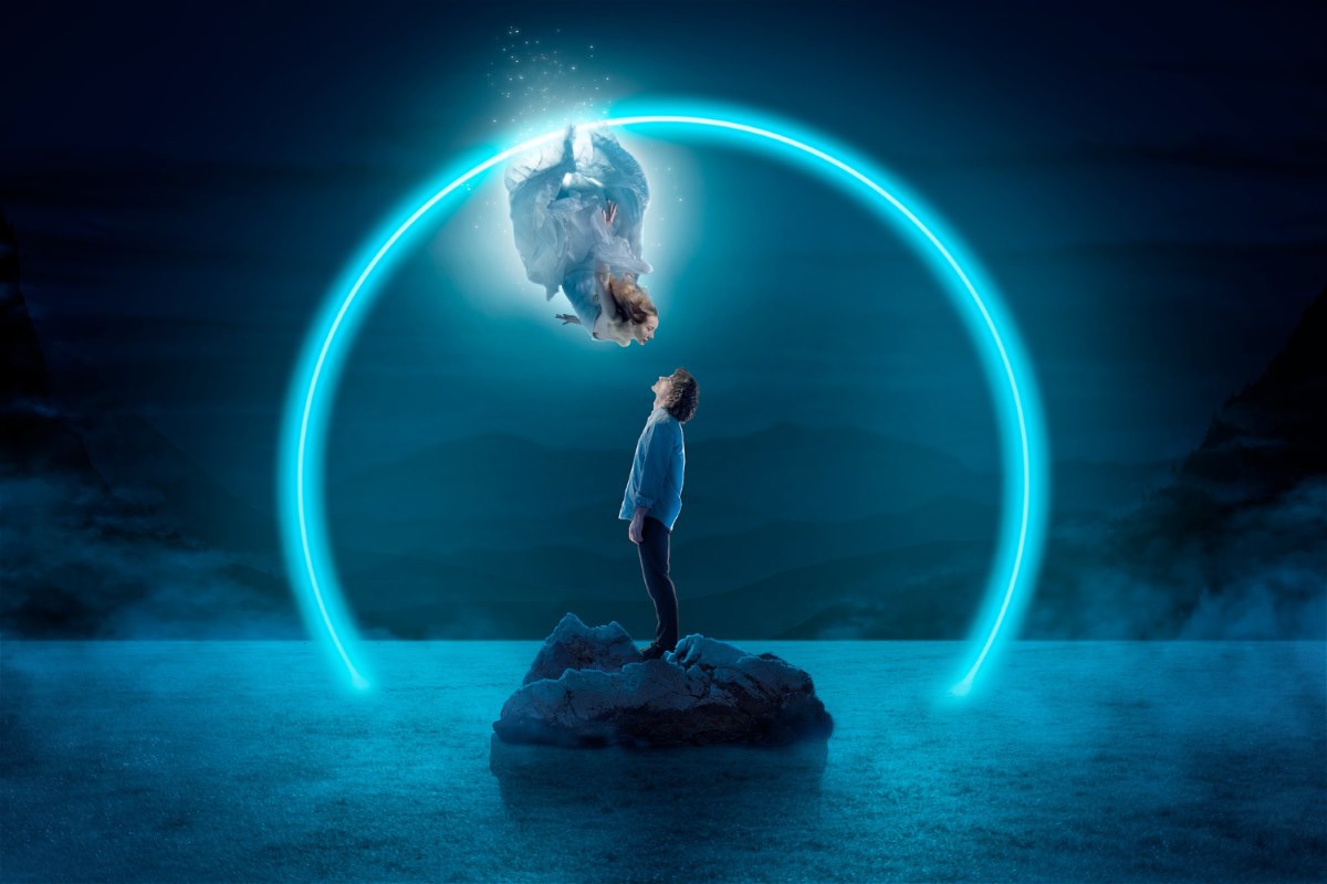 man and woman making eye contact romance in science fiction